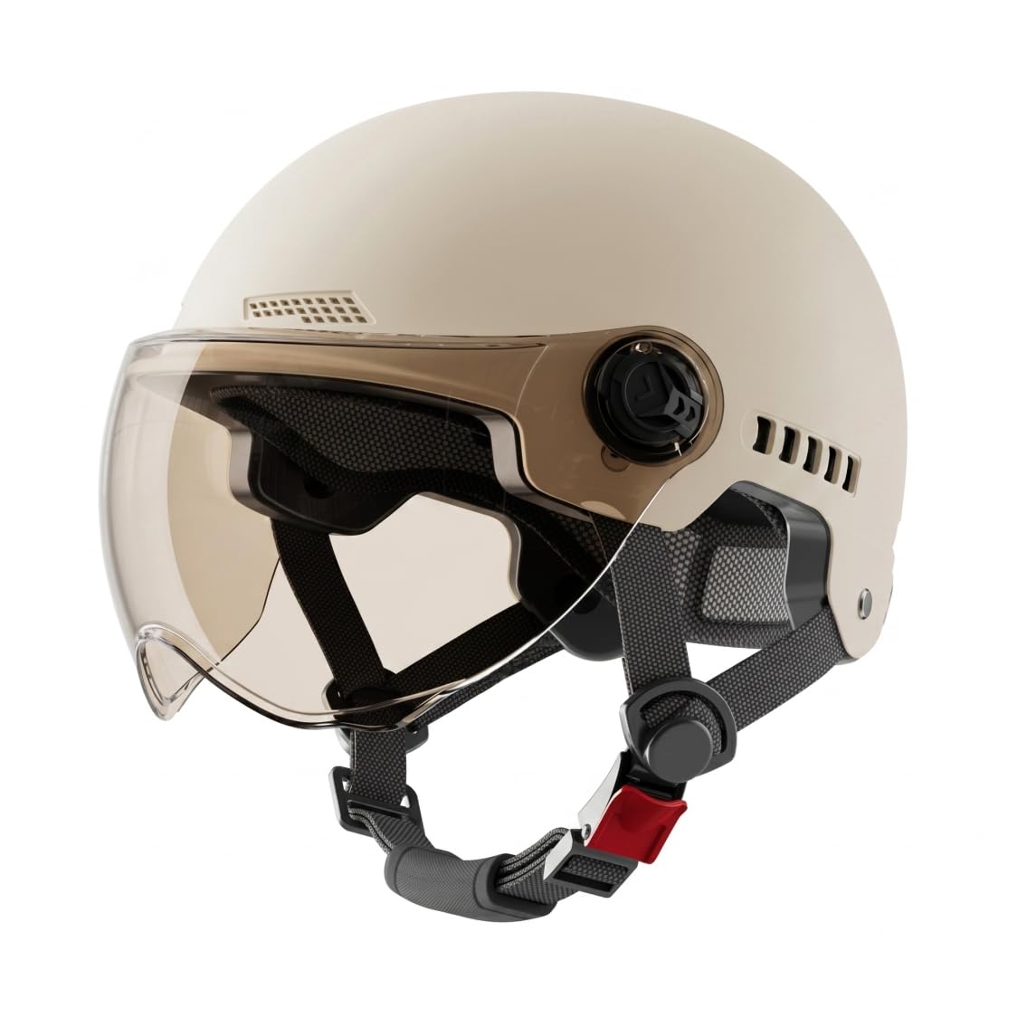 Casco de moto jet para mujer con visera solar color albaricoque 6