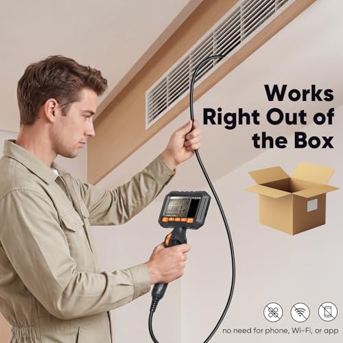 Image of T Takmly Two-Way Articulating Borescope with Light, 210 Steerable 1080P Endoscope Camera, 0.33inch Semi-Rigid Snake Scope, 4.3 inch IPS Screen, 32GB, 5.5FT for Automotive Engine HVAC Wall Mechanics