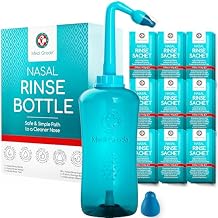 Medi Grade Sinus Rinse Bottle, 500ml with 30 Sinus Rinse Packets - Complete Nasal Irrigation System - Neti Pot Nose Cleaner - Nasal Wash Kit for Home or Travel - 2 Nasal Rinse Tips and Storage Bag