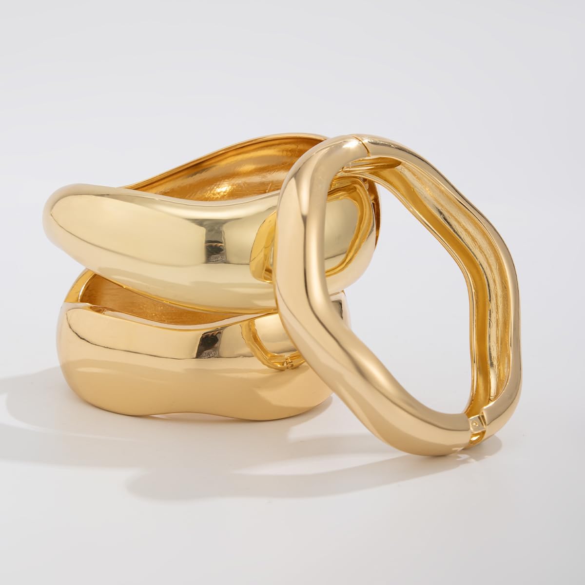 Chunky Gold Bangle Bracelets for Women Trendy Silver Irregular Statement Cuff Bracelets Stack Wide Wire Minimalist Fashion Jewelry - Image 6