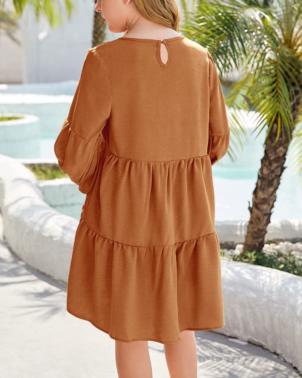 Imily Bela Girls Casual Tunic Dresses V Neck Long Short Sleeve School Party Swing Dress 5-14 Years4