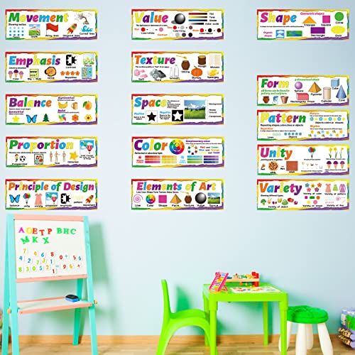 Image of Art Posters Elements of Art Principles of Design Poster Arts Bulletin Board Set for Classroom Arts Education Posters Decor for Middle School High School Classroom Decorations