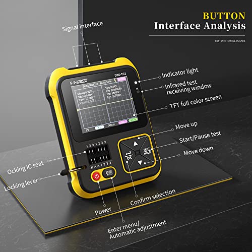 Fnirsi Dso-Tc2 Oscilloscope - 2-In-1 Handheld Oscilloscope & Transistor Tester, Pwm Square Wave Output, Diode Voltage Continuity Tester, Integrated Hidden Stand, P6100 High Voltage Probe #TOP6