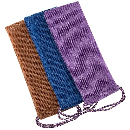 OUNONA 3Pcs Back Exfoliating Towels Portable Bath Scrubbers for Gentle Body Cleansing Skin Friendly Material Rough Texture for Exfoliation for