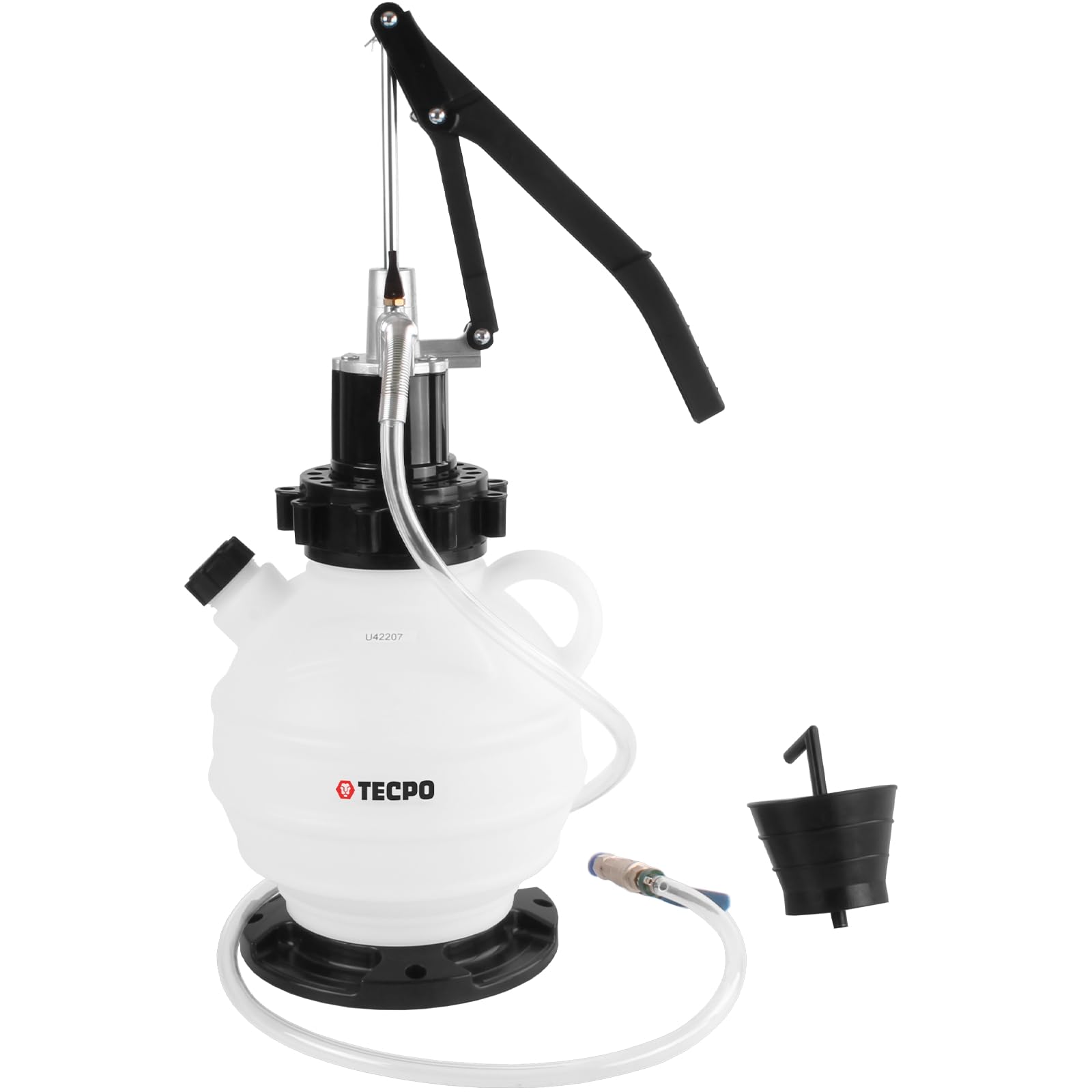 TECPO Getriebeöl-Einfüllgerät, Öleinfüllgerät, Befüllsystem 7.5 L, 15 Adapter, für Getriebe, Differentiale & Verteilergetriebe - Rücklauf-Funktion, 160 cm Schlauch, passend für alle gängigen Fahrzeuge