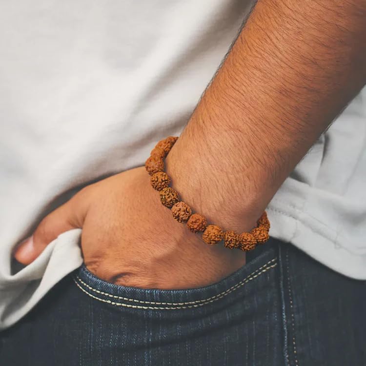 Image of Astrotalk 5 Mukhi Rudraksha Bracelet | Spiritual Essence of Focus & Growth | Natural original Rudraksha Beads | Astrology Unisex Bracelet for Men & Women
