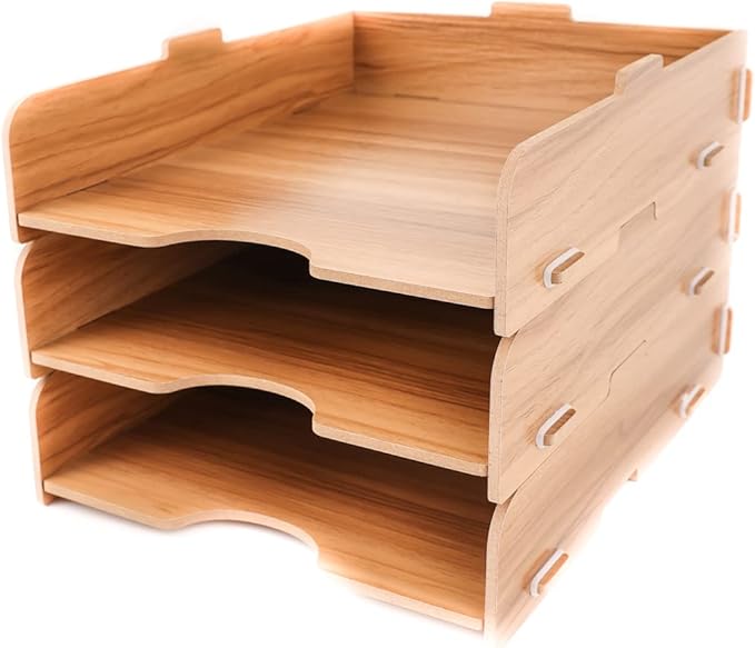 Inbox Wood File Tray for Desk Stackable Letter Tray Organizer Amazon