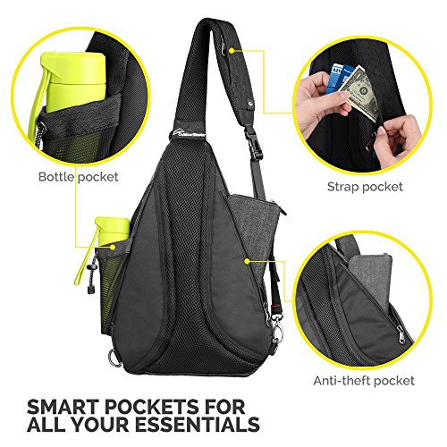 OutdoorMaster Sling Bag - Crossbody Shoulder Chest Urben/Outdoor/Travel Backpack for Women & Men (Black) - Image 5