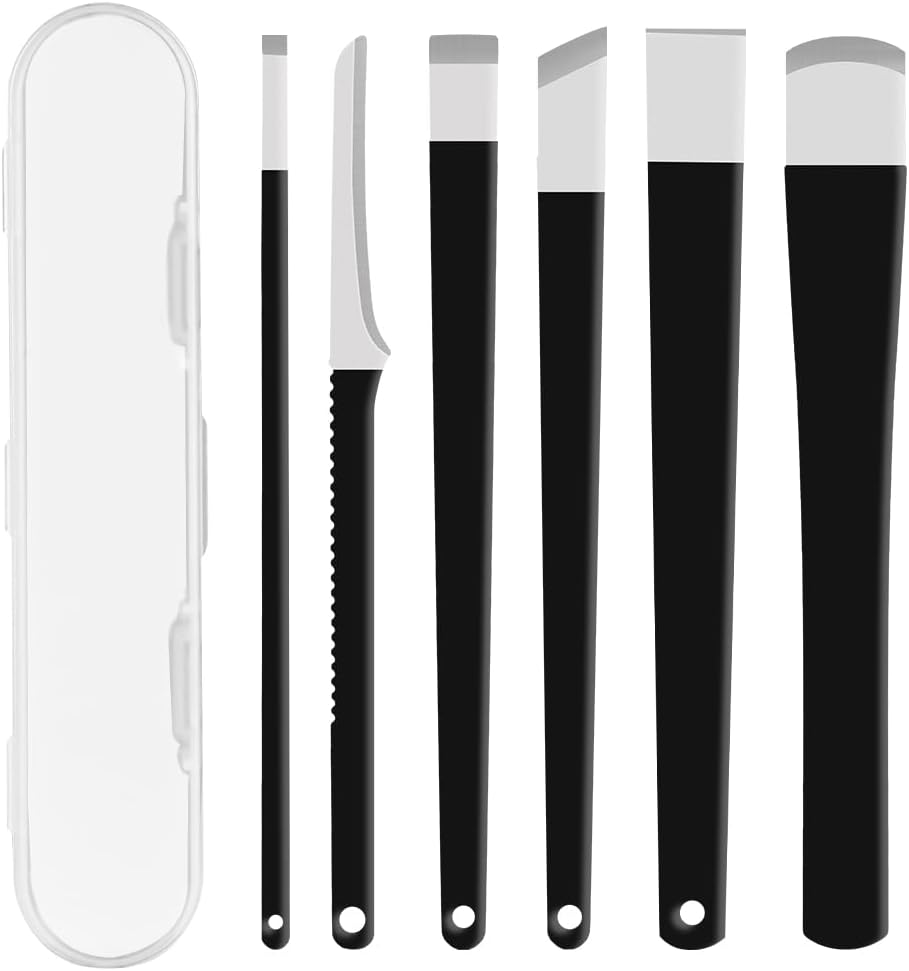 LOPHE 6 Pcs Pedicure Knife Set, Professional Podiatrist Toenail Clippers, Stainless Steel Pedicure Knife Dead Skin Corn Foot Callus Remover, Ingrown Toenail Treatment Tools for Men Women, Black