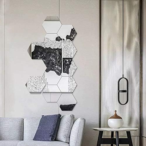 SUNIY 12 Pieces 【Larger Size】Removable Acrylic Mirror Setting Wall Sticker Decal for Home Living Room Bedroom Decor