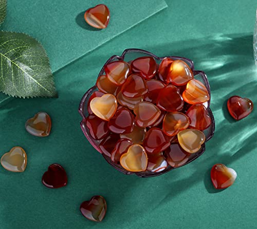 Image of 20 PCS Natural Heart Healing Crystals Red Carnelian Agate Polished Crystal Mini Pocket Stones Cute Palm Love Gemstones Set Bulk Wholesale Reiki Energy Balancing Meditation Valentine's Day Gift