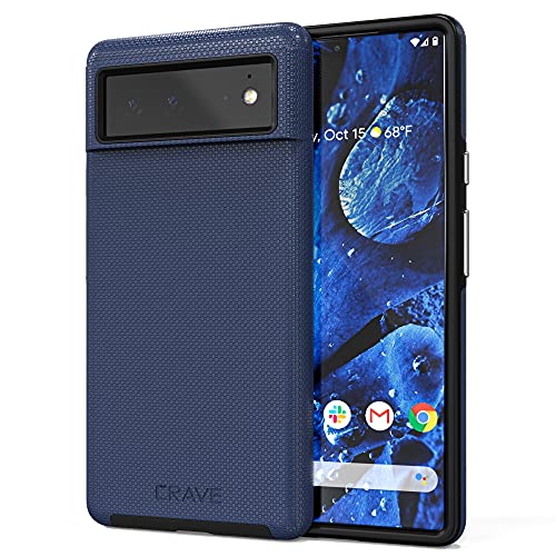 Crave for Google Pixel 6 Case, Shockproof Protection Dual Layer Case for Google Pixel 6 (6.4 inch) - Navy