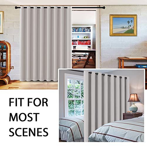 Image of H.VERSAILTEX Blackout Curtains for Sliding Glass Door Room Divider Curtains Noise Reduce Barrier Curtain Panel Portable Window Screen Sliding Partition, W120 x L96 inches /8' Tall by 10' Wide, Stone
