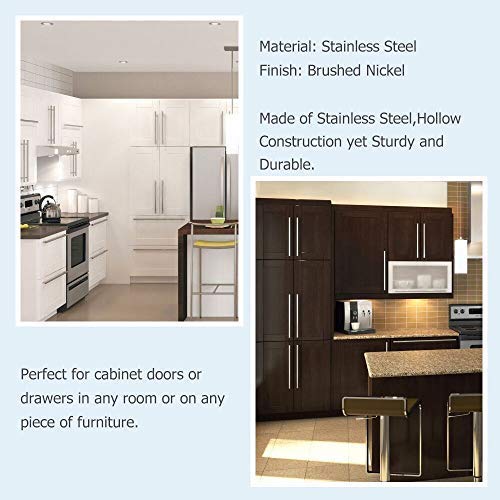 Image of homdiy 15 Pack Brushed Nickel Cabinet Hardware Cabinet Pulls - HD201SN Cupboard Handles Modern Cabinet Door Handles 7-1 /2inch Hole Center Modern T-Bar Pulls