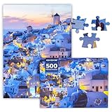 500 Teile Puzzle Erwachsene Santorini 500 Teile Puzzle Stadt 500-Teile Puzzles Landschaft 500-Teile Puzzles Erwachsene Schwierig Lernspiele – Deko-Puzzle für Teenager und Senioren