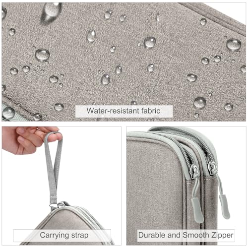 Image of FYY Electronic Organizer, Travel Cable Organizer Bag Pouch Electronic Accessories Carry Case Portable Waterproof Double Layers Storage Bag for Cable, Charger, Phone, Earphone, Medium Size, Khaki