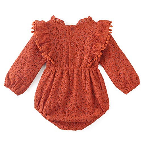 Simplee Kids Baby Infant Girls Lace Romper Long Sleeve Jumpsuit Fall Winter Clothes For 18-24 Months Red #TOP1