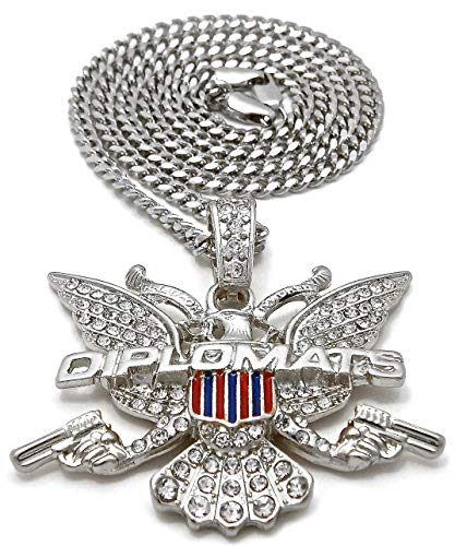 Gwood Dipset Pendant With Necklace (Silver Color With Flag 24 Cuban) #TOP1