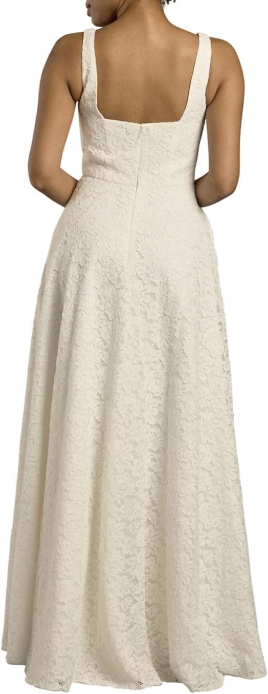 David's Bridal Tank Square Neck Lace A-Line Wedding Dress