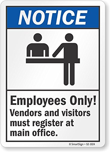 Panneau Employees Only Notice Vendors and Visitors Register pour entreprise