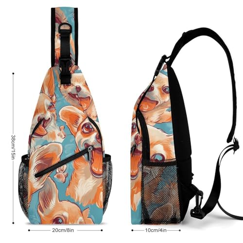 Happy Chihuahua Dogs Fashion Sling Bag Shoulder Chest Crossbody Bags Backpack Travel Hiking2