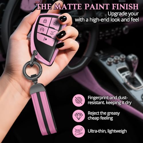 Image of For Chevy /GMC Key Fob Cover Accessories, Matte TPU Material, With a Cute Leather Keychain, for Silverado Sierra Tahoe Suburban Equinox Traverse Yukon Denali Terrain Acadia