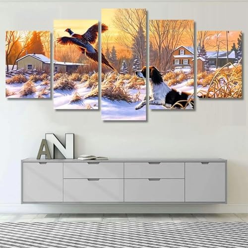 Tableau Cuisine Decoration Murale Faisan et Chien de Chasse
