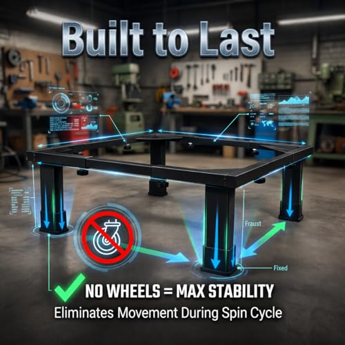 Image of Smart Shelter Heavy Duty Washing Machine Stand Without Wheels - Adjustable Metal Base for Fully & Semi Automatic, Top & Front Load, Fridge & Dishwasher, 160 Kg Capacity, Anti-Rust, Rubber Feet
