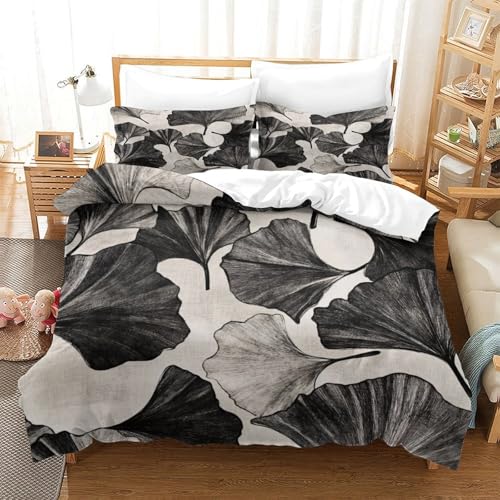 Parure de lit motif Vichy housse de couette microfibre noir et blanc 200x200cm - 3