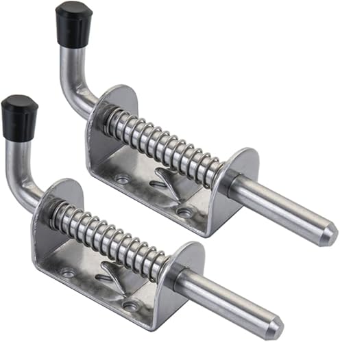 Perno de barril de pasador de puerta con resorte de 5 pulgadas duradero de acero inoxidable 304 resistente - 2 piezas