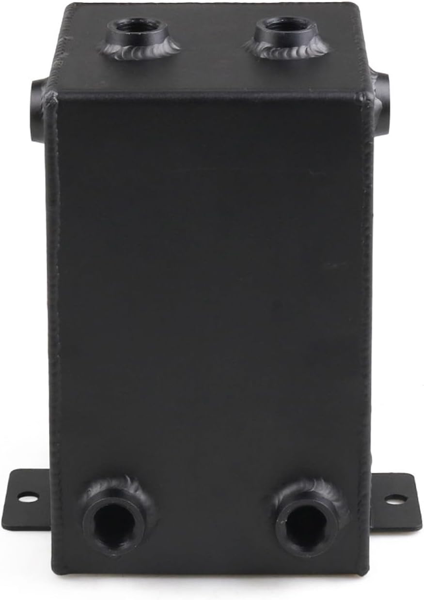Dyno Racing AN6 AN8 3L Engine Oil Catch Can With AN6 to AN8 , 8AN to AN8 Adapter Fittings Universal Aluminum (Black)