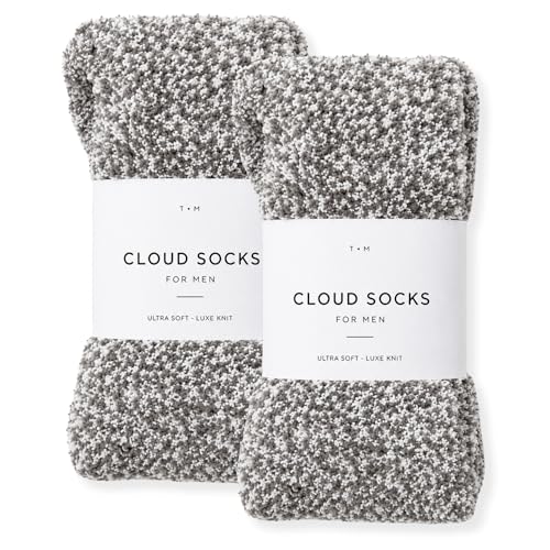 Unboxme Gifts Sweet Dreams Premium Fluffy Cloud Socks - Ultra-Soft Warm Fuzzy Comfort - Luxury Cozy Socks for Men 2 Pairs Heather Charcoal