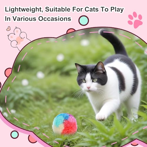 Bremorou 30 Stück Filzbälle Katzen Kleine Plüschbälle Regenbogen Katzenspielzeug Bälle Katzenbälle, Spielball Katzen, Bunt Katzenball, Weiche Katze Bälle, Interaktives für Haustierkatzen