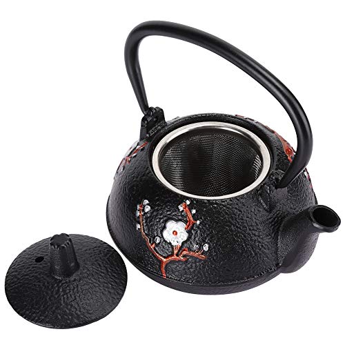 ZJchao Tetera de Hierro Fundido, Mano de Obra Fina, Forma Elegante con Diseño de Pico de Gancho Recto para Decoración del Salón de té del Hogar, 0,3 L
