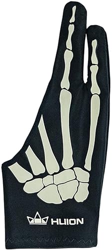 HUION Skeleton Glove for Graphics Drawing Tablet, Ideal Anti-fouling Glove for People who Use Drawing Tablets and Light Boxes (1 Unit of Free Size, Good for Right Hand) - S - Skeleton Glove
