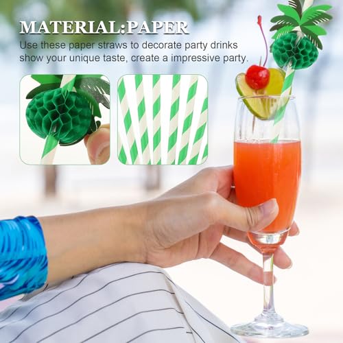 Pitillos de papel con diseño tropical hawaiiano 50 unidades miniatura 5