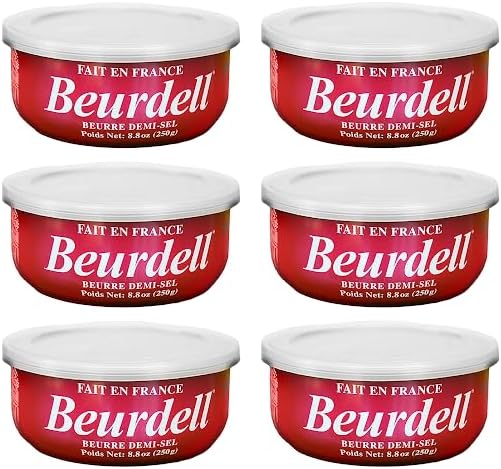Beurdell French Salted Real Canned Butter 100% Natural Pasteurized Butter A real butter from France | Great For Hurricane Preparedness Emergency Survival Kit Great For Cooking, Baking Pack of 6