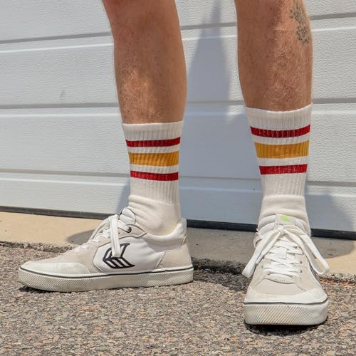 Naturals | Super Comfy and Cushy Unbleached Striped Crew Socks | Made in USA3