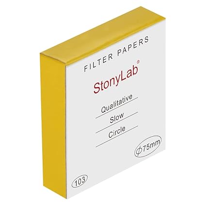 stonylab Qualitative Filter Paper, 100 Packs Slow Flow Rate Cellulose Filter Paper Circles with 10 Micron Particle Retention, 74 mm Diameter