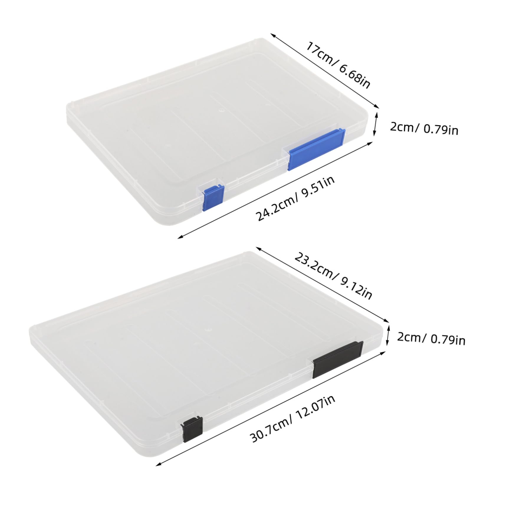 TEHAUX 4piezas Organizador De Archivos Transparente Con Tapa y Doble Cierre Caja De Almacenamiento Para y Revistas Para y