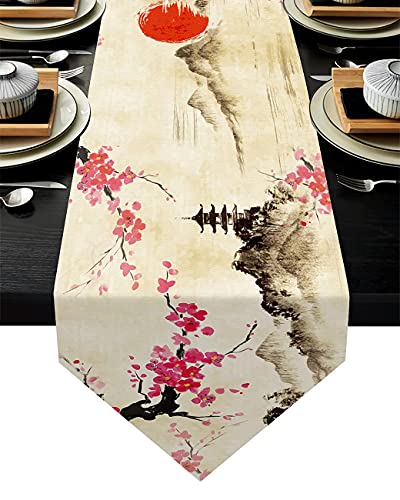 Chemin de table fleurs de cerisier lavable pour protéger et décorer