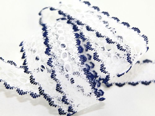 Navy Blue Eyelet Knitting In Lace Trimming 35mm wide - per metre