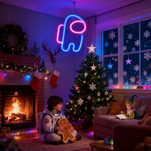 Image of Nordstylee Astronaut Shape Neon Sign Lights Hanging Decorative Neon Lights USB or Battery Operated for Home Bedroom Bar Restaurant Christmas Birthday Party Gift Art Wall Decoration Light