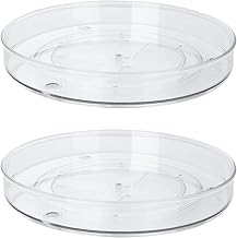 2PCS Large Lazy Susan Turntable Organizer, 360° Rotatable Spice Rack for Spices Condiments Oil Bottles & Jars, 27cm Clear Plastic Kitchen Turntable Storage Cabinet for Sideboard Cupboard