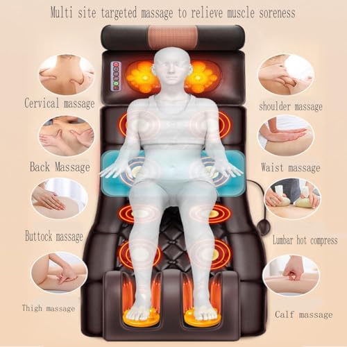 Mata do masażu z ciepłem i wibracjami – 10 silników, 20 głowic Shiatsu na szyję, 9 trybów łagodzenia mięśni, elektryczna poduszka do masażu, pluszowa konstrukcja