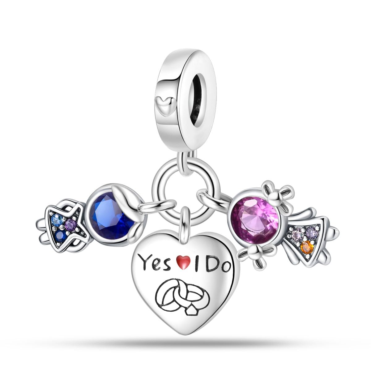 Pandach Damen Charm Anhänger für Armband 925 Sterling Silber Charms Beads passend für Armband und Halskette, Kompatibel mit Europäischen Armbänder für Frauen Mädchen C1