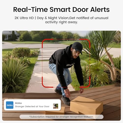aosu Video Doorbell Wireless, 2K HD Doorbell Camera Wireless,Battery-Powered Doorbell Camera,2.4GHz Wi-Fi,Human Detection,180-Day Battery Life,Video Calling,Voice Changer,Work with Alexa - Image 5