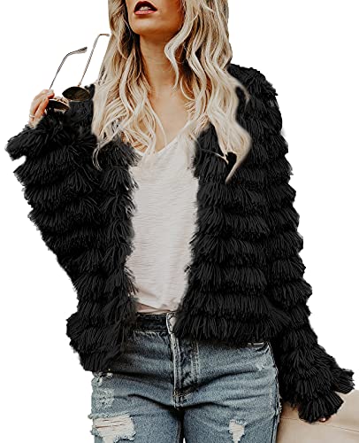 Inorin womens fall open front cardigan faux fur coat vi…