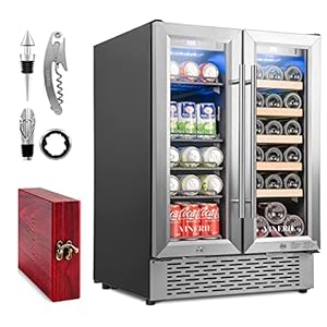 VINERIE Smart 24 Inch Beverage and Wine Cooler, Holds 53 Cans and 20 Bottles, Dual Zone, Built-in and Freestanding Wine…
