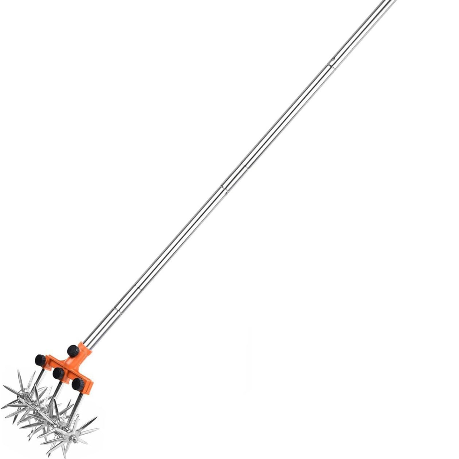 68 Inch Rotary Cultivator Garden Tool Adjustable Long Handle 2-in-1 Weeder & Soil Aerator with Star-Shaped Rolling Tines for Aerating Weeding